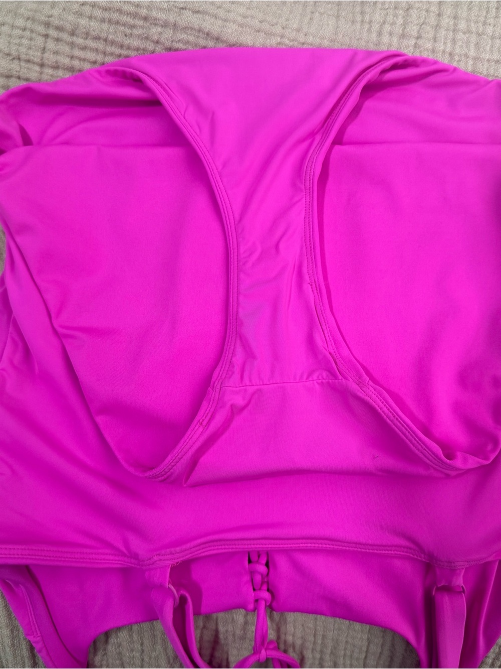 Angie Swim Magenta Lace-Up One-Piece Swimsuit - Picture 14 of 14